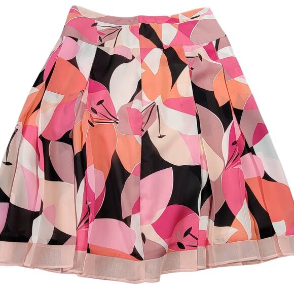 Worthington Pleated A-Line Skirt Womens 4 Pink Floral Barbiecore Preppy Academia - Picture 1 of 9